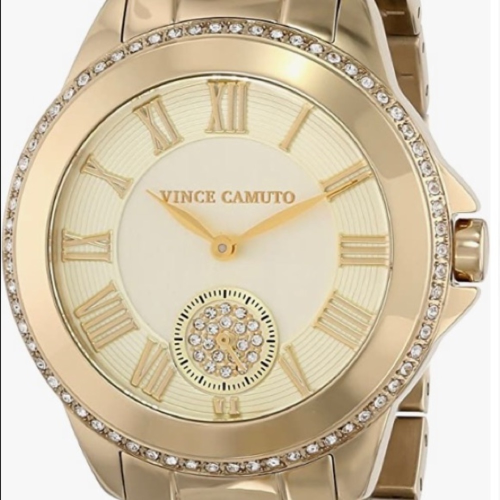 Vince Camuto Genuine Crystal Accented Gold Watch